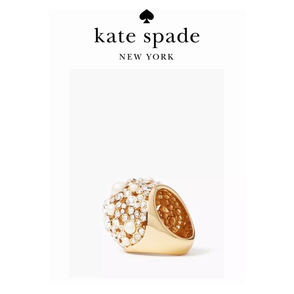 NWT Kate Spade ♠️ PICK A PEARL 12-K Gold Plated Glass Stones/ Pearls Ring-Sz.7 - Picture 9 of 12